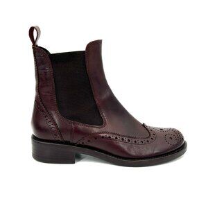 RD COMPANY Women's Burgundy Italian Leather Perforated Chelsea Boots Size EU 36